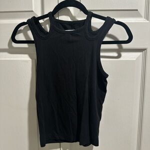 Pistola Ribbed Cutout Tank Top in Black